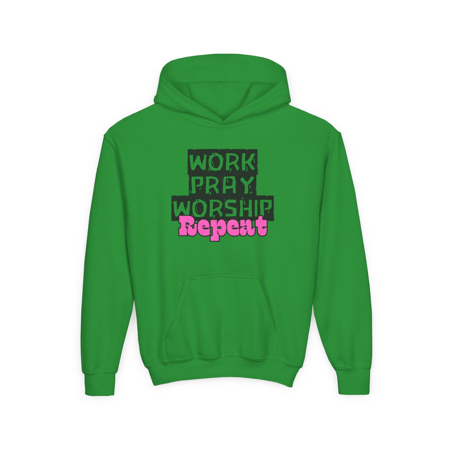Work-Pray-Worship-Repeat Youth Unisex Heavy Blend Cotton Hoodie