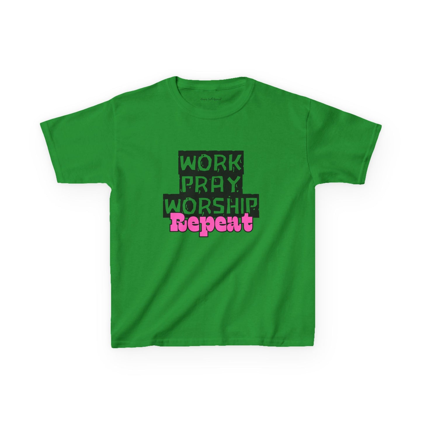 Work-Pray-Worship-Repeat Youth Unisex Heavy Blend Cotton Tee