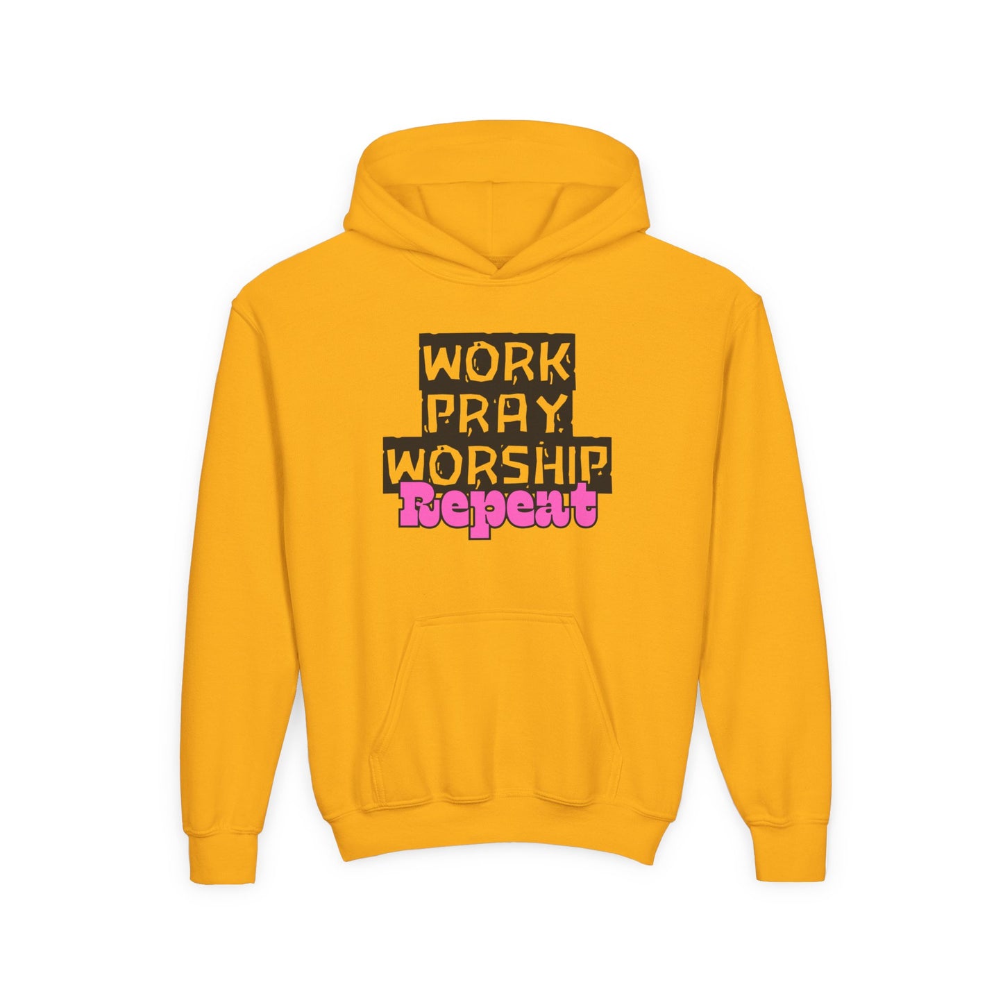 Work-Pray-Worship-Repeat Youth Unisex Heavy Blend Cotton Hoodie
