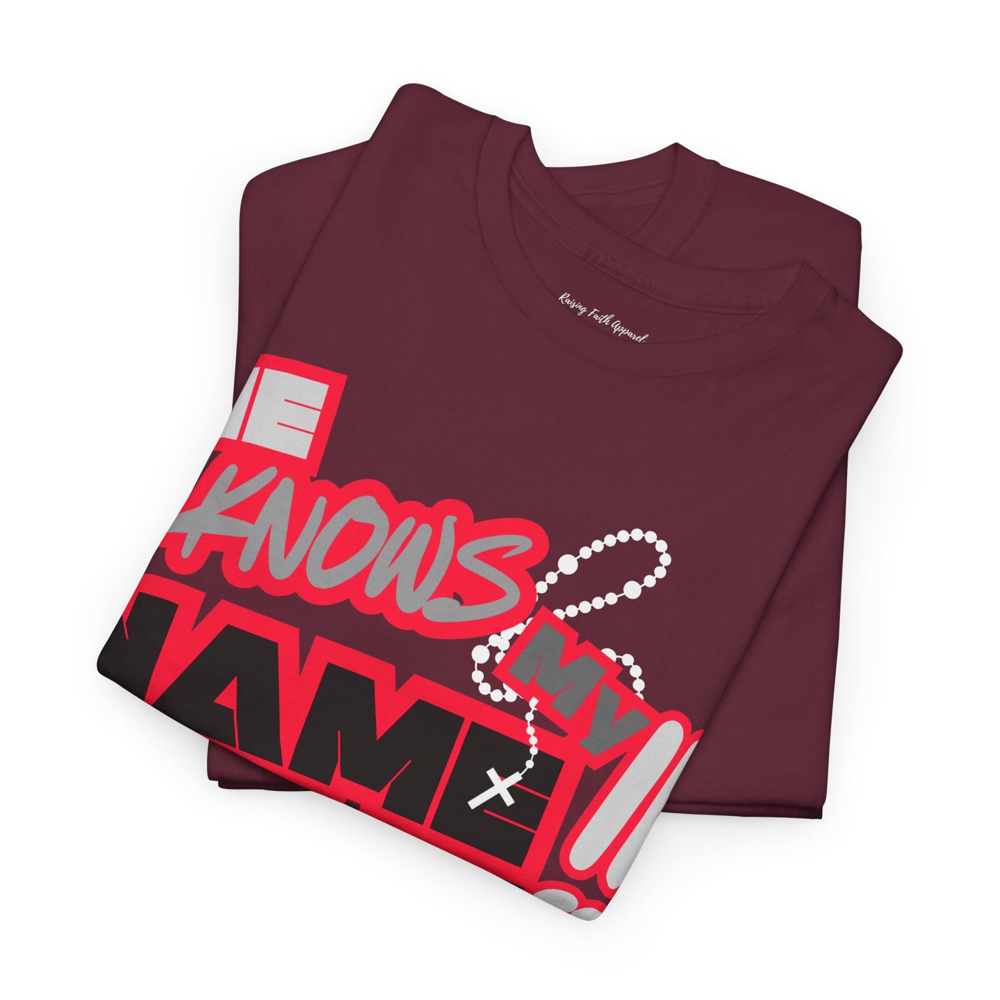 He Knows My Name Adult Faith-Inspired Unisex Heavy Cotton Tee