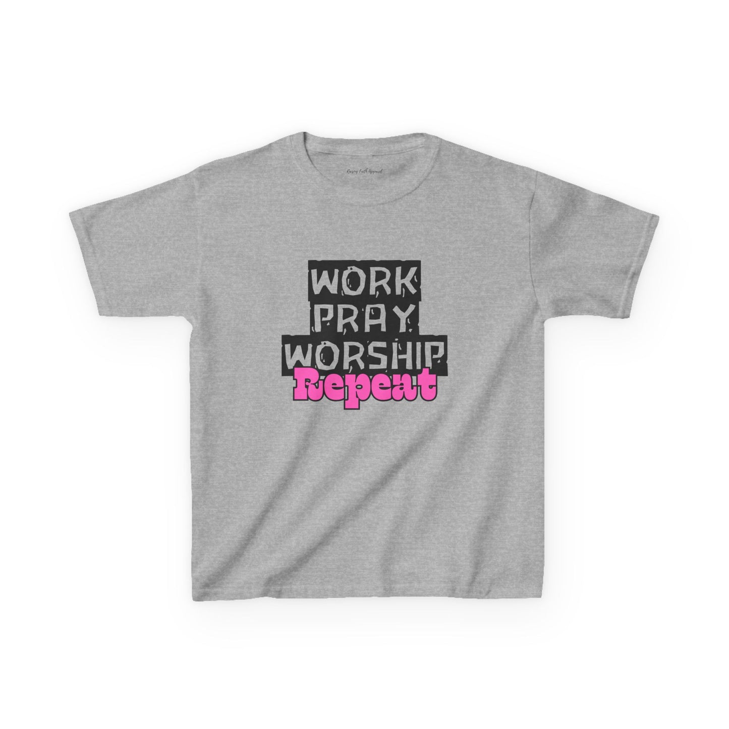 Work-Pray-Worship-Repeat Youth Unisex Heavy Blend Cotton Tee