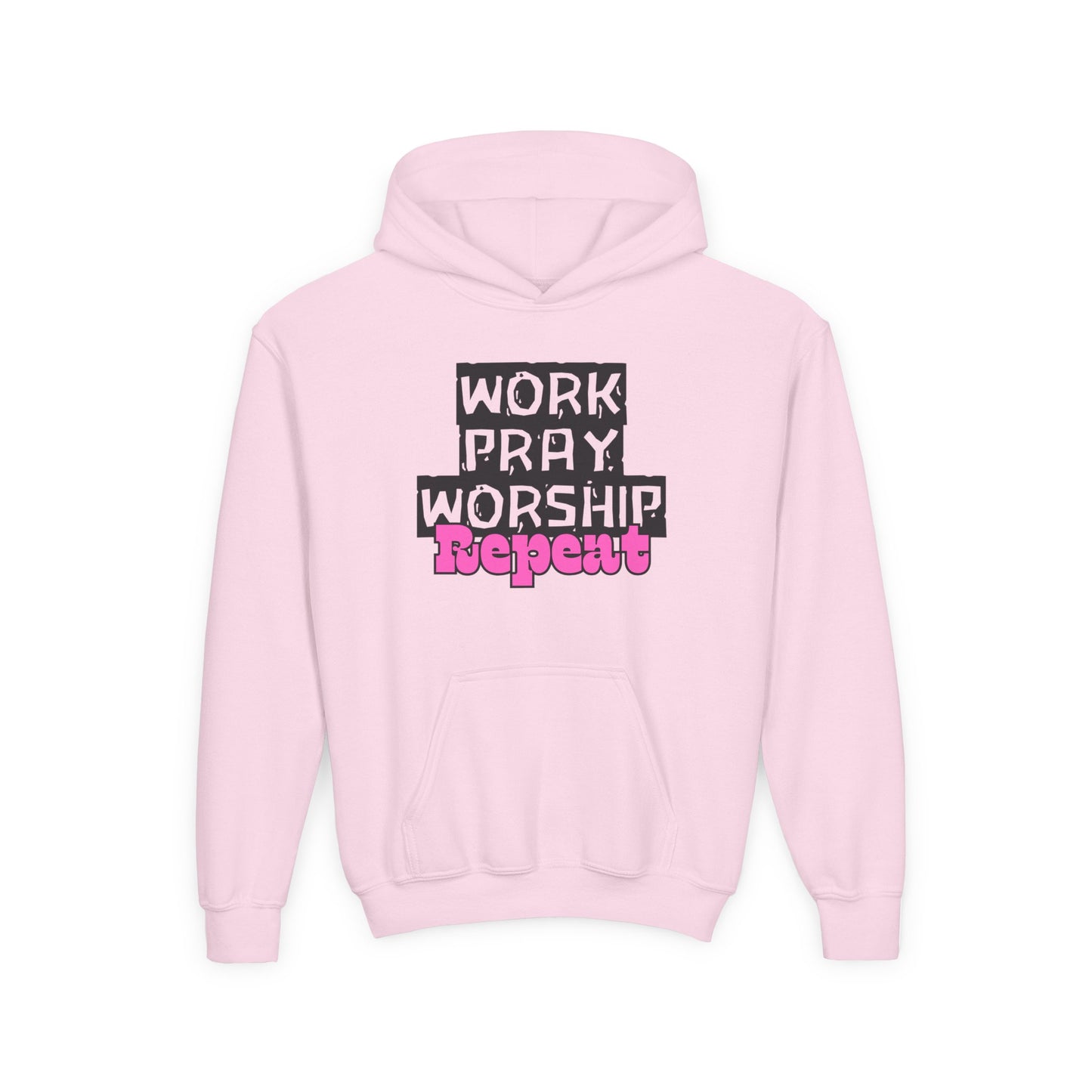 Work-Pray-Worship-Repeat Youth Unisex Heavy Blend Cotton Hoodie