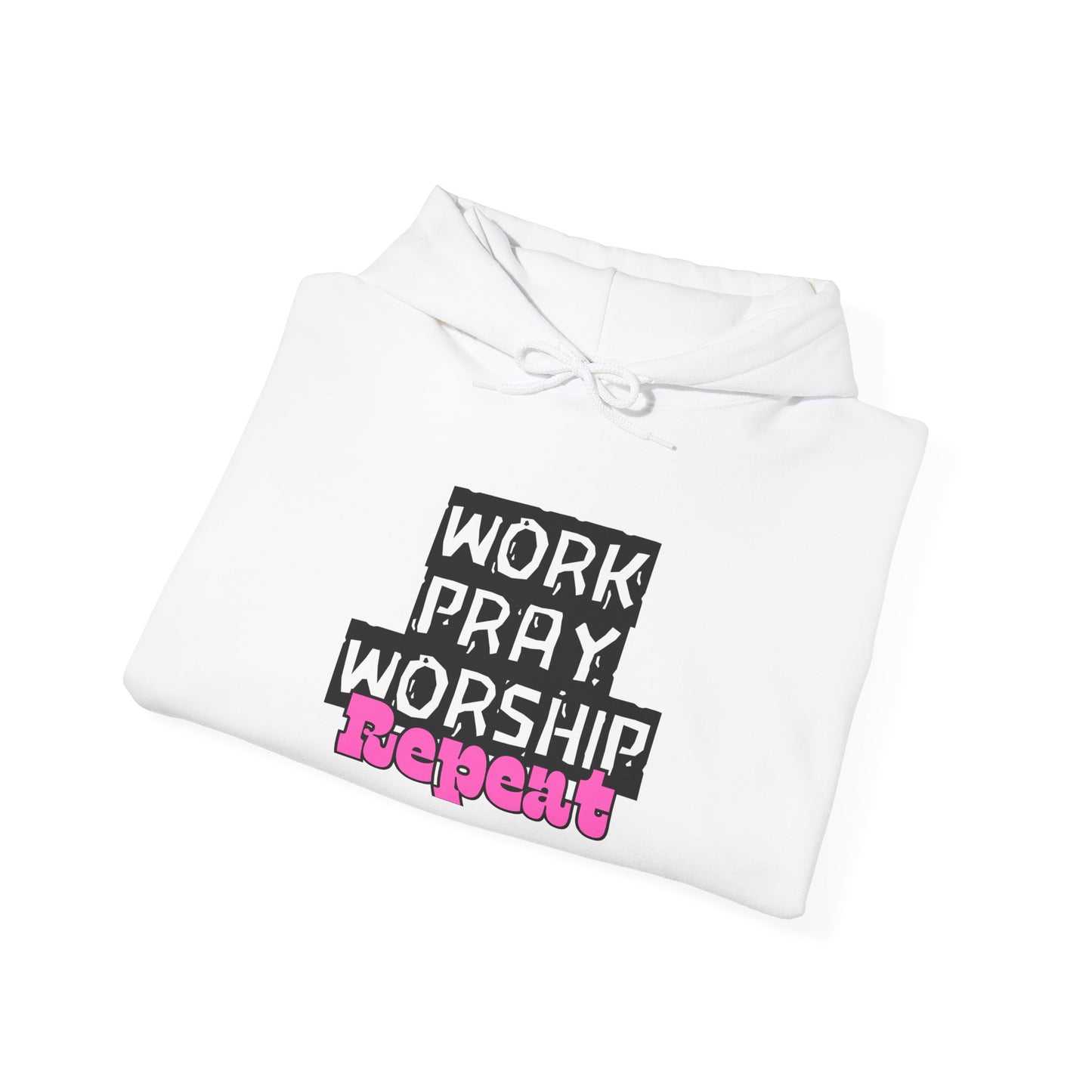 Work-Pray-Worship-Repeat Adult Unisex Heavy Blend Cotton Hoodie