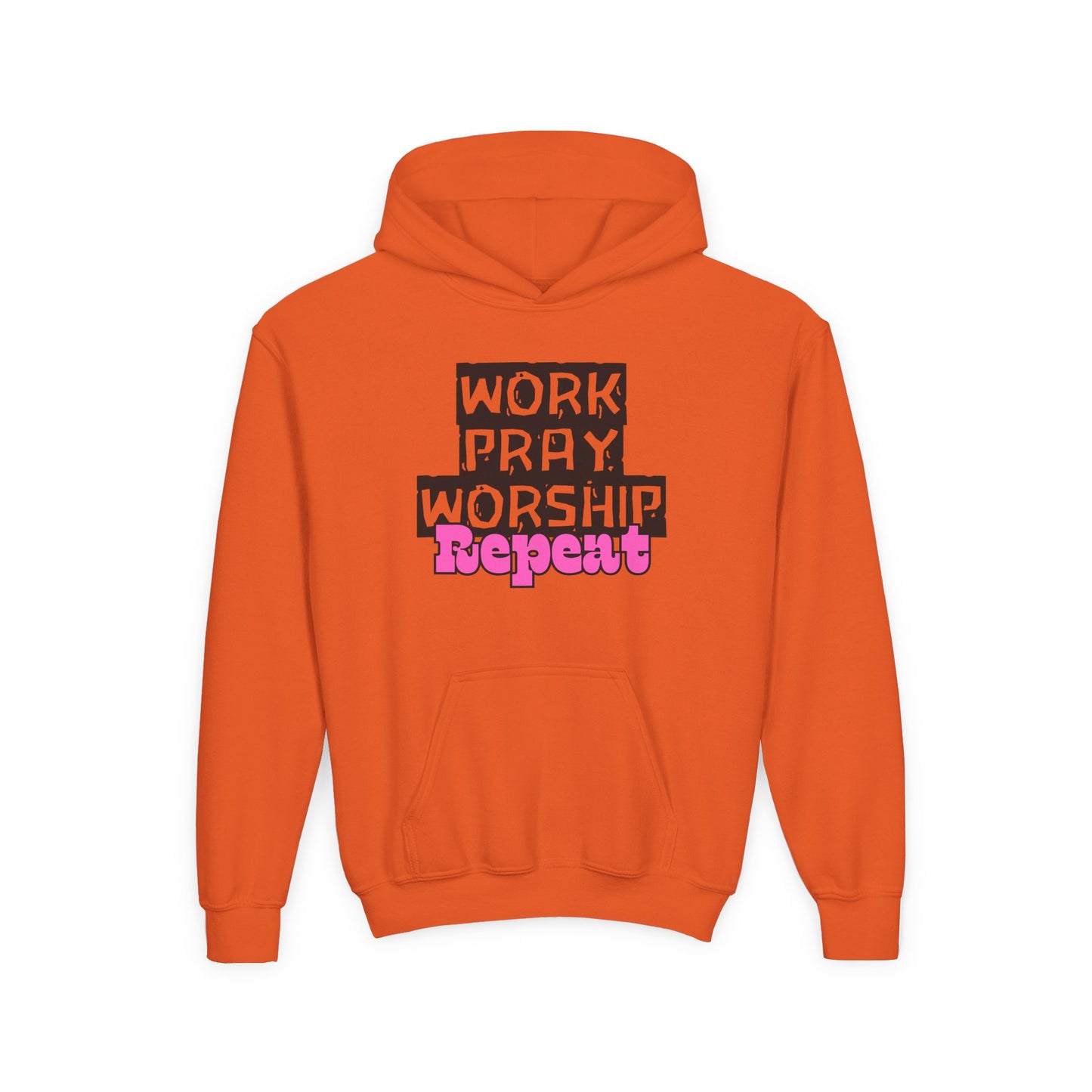 Work-Pray-Worship-Repeat Youth Unisex Heavy Blend Cotton Hoodie