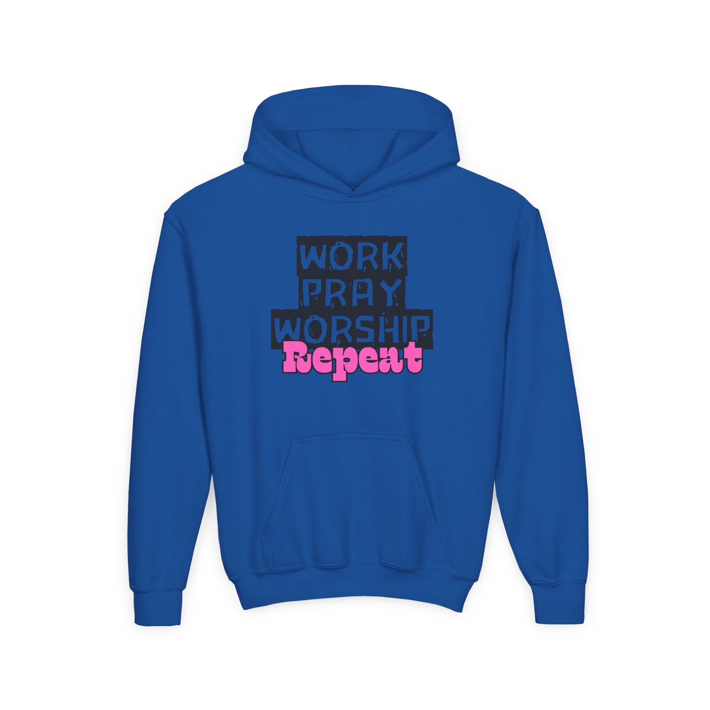 Work-Pray-Worship-Repeat Youth Unisex Heavy Blend Cotton Hoodie