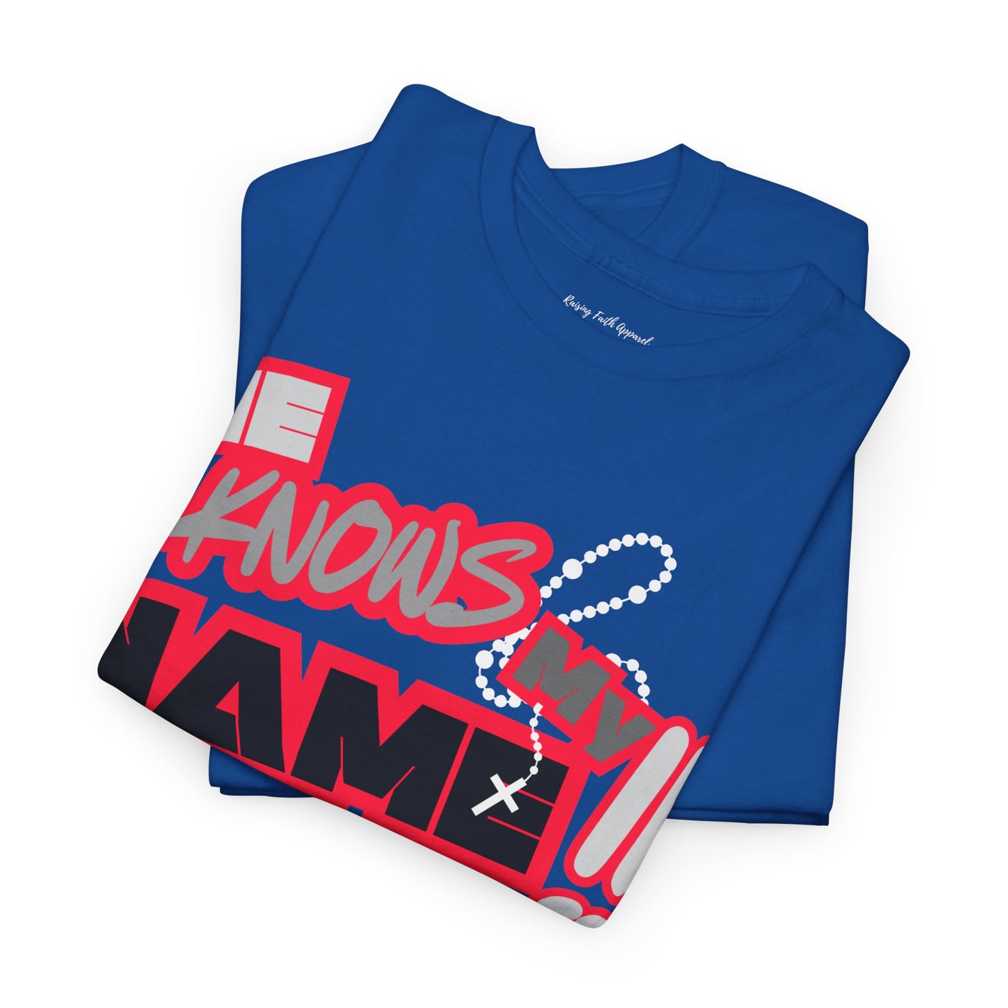 He Knows My Name Adult Faith-Inspired Unisex Heavy Cotton Tee