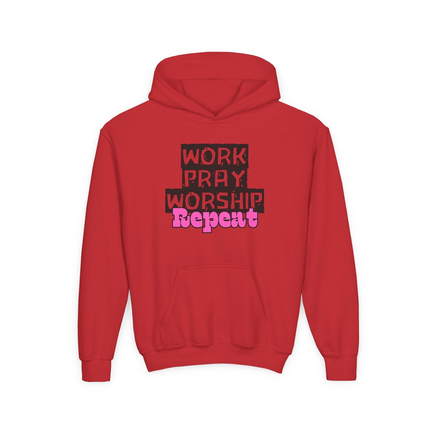 Work-Pray-Worship-Repeat Youth Unisex Heavy Blend Cotton Hoodie
