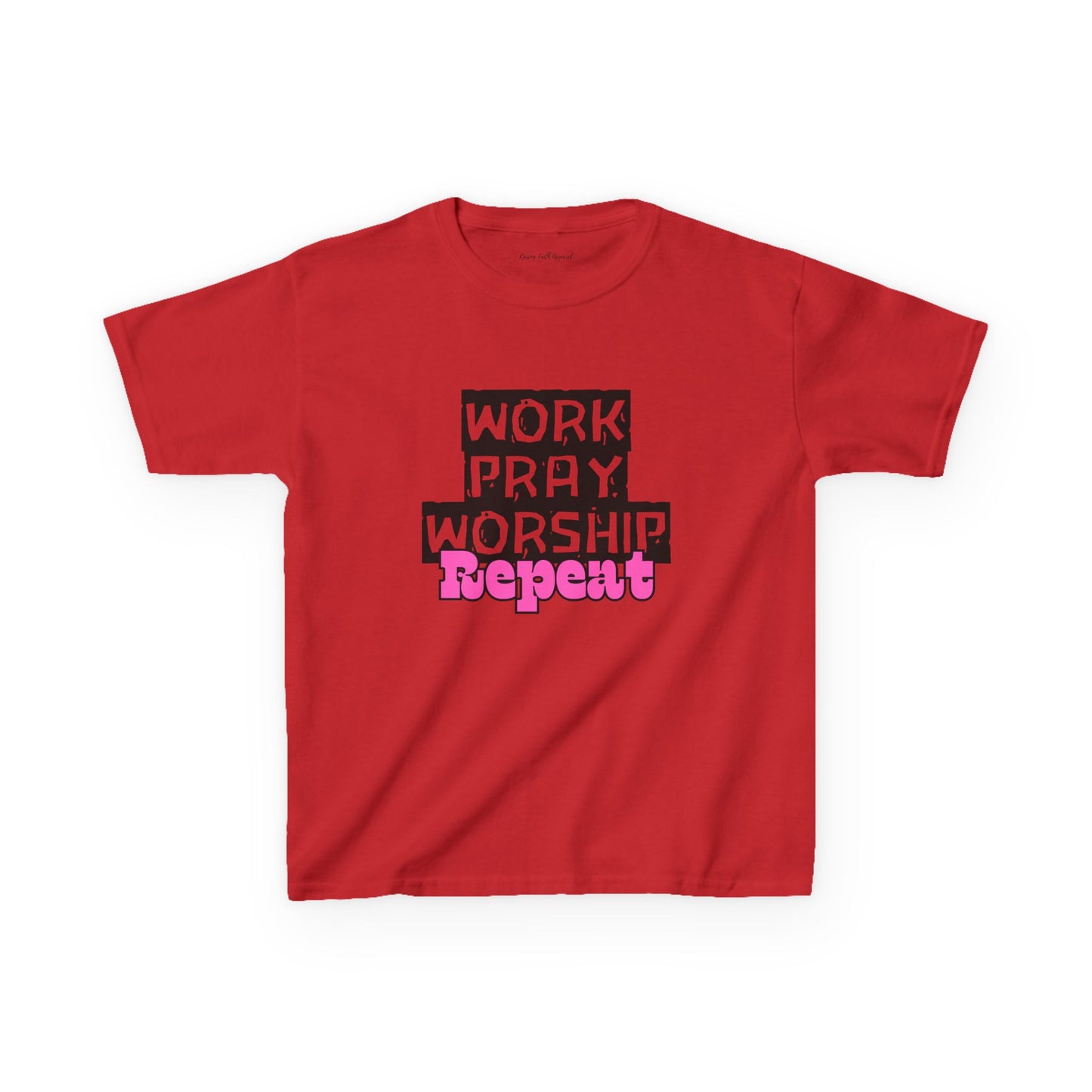 Work-Pray-Worship-Repeat Youth Unisex Heavy Blend Cotton Tee
