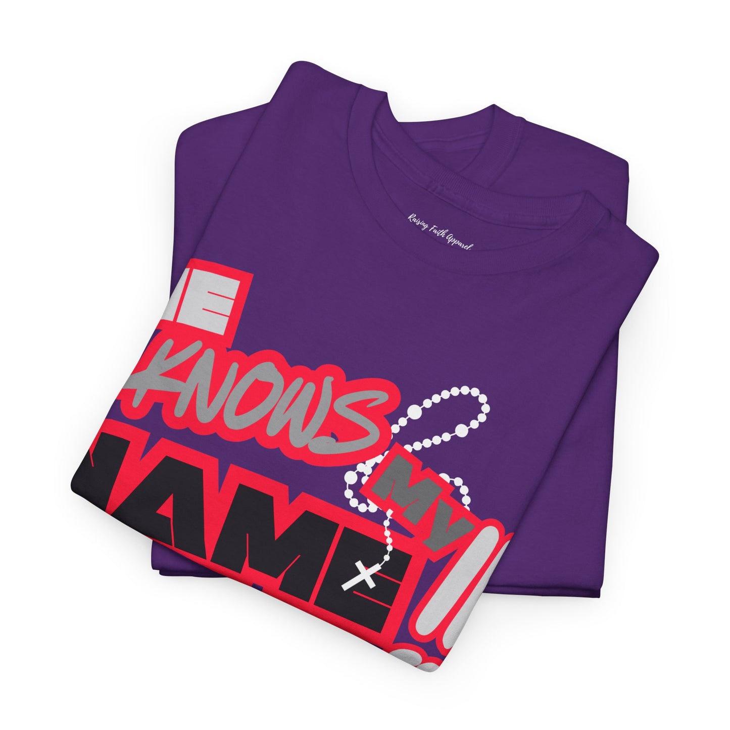He Knows My Name Adult Faith-Inspired Unisex Heavy Cotton Tee