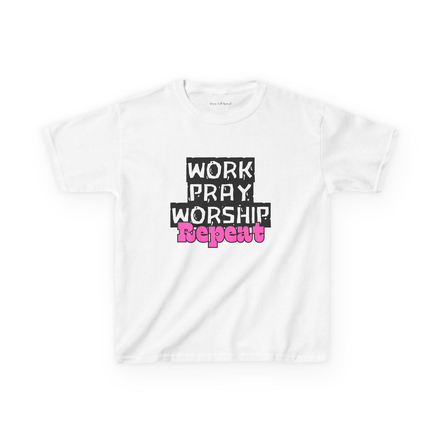 Work-Pray-Worship-Repeat Youth Unisex Heavy Blend Cotton Tee