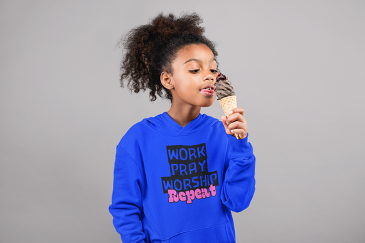 Work-Pray-Worship-Repeat Youth Unisex Heavy Blend Cotton Hoodie