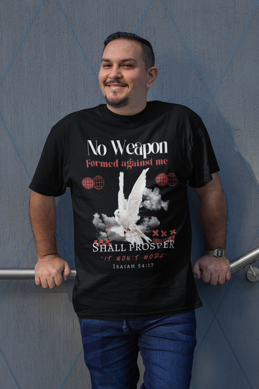 No Weapon Formed Against Me, Unisex Heavy Cotton Tee