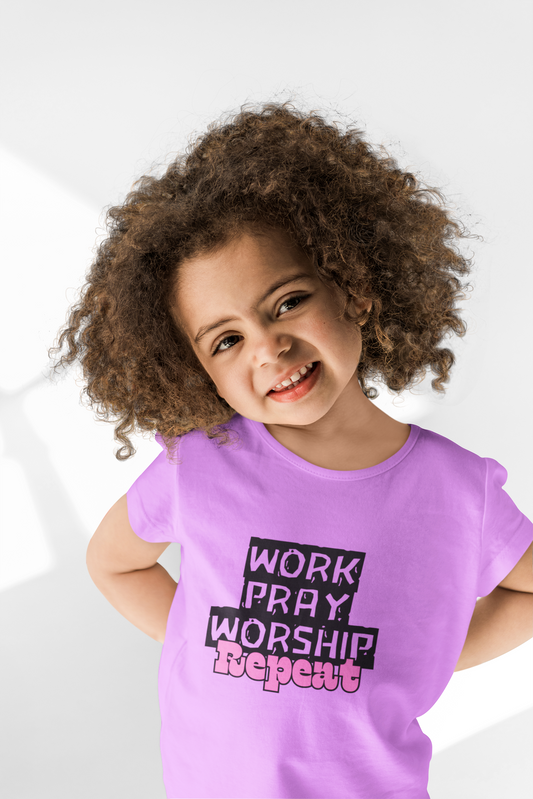 Work-Pray-Worship-Repeat Youth Unisex Heavy Blend Cotton Tee