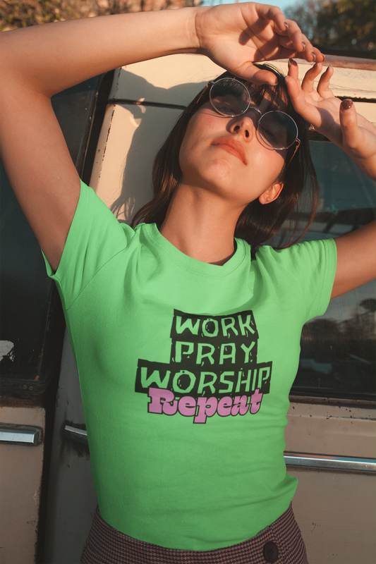 Work-Pray-Worship-Repeat Adult Unisex Heavy Blend Cotton Tee