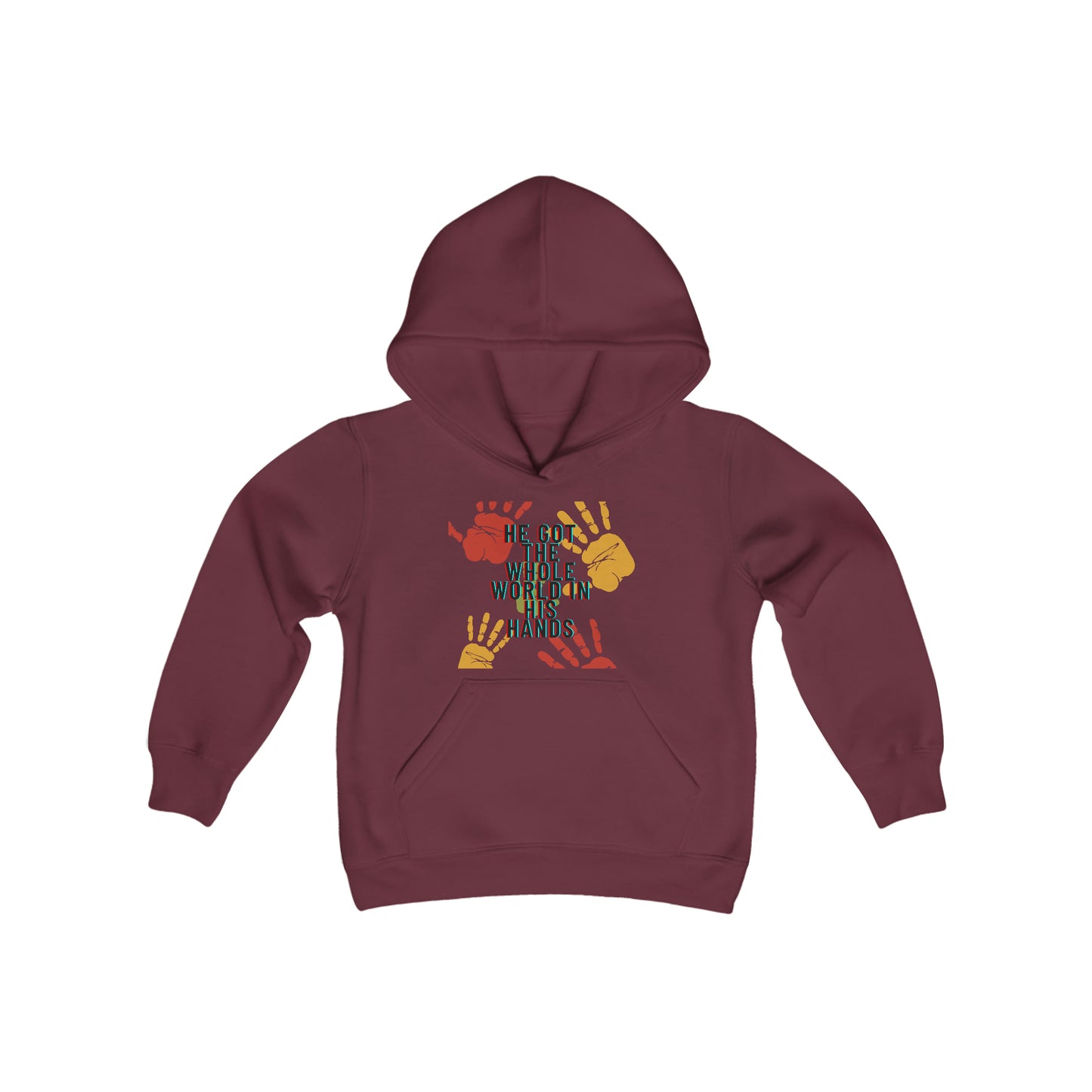 He Got The Whole World In His Hands Youth Hoodie -Youth Heavy Blend Hooded Sweatshirt