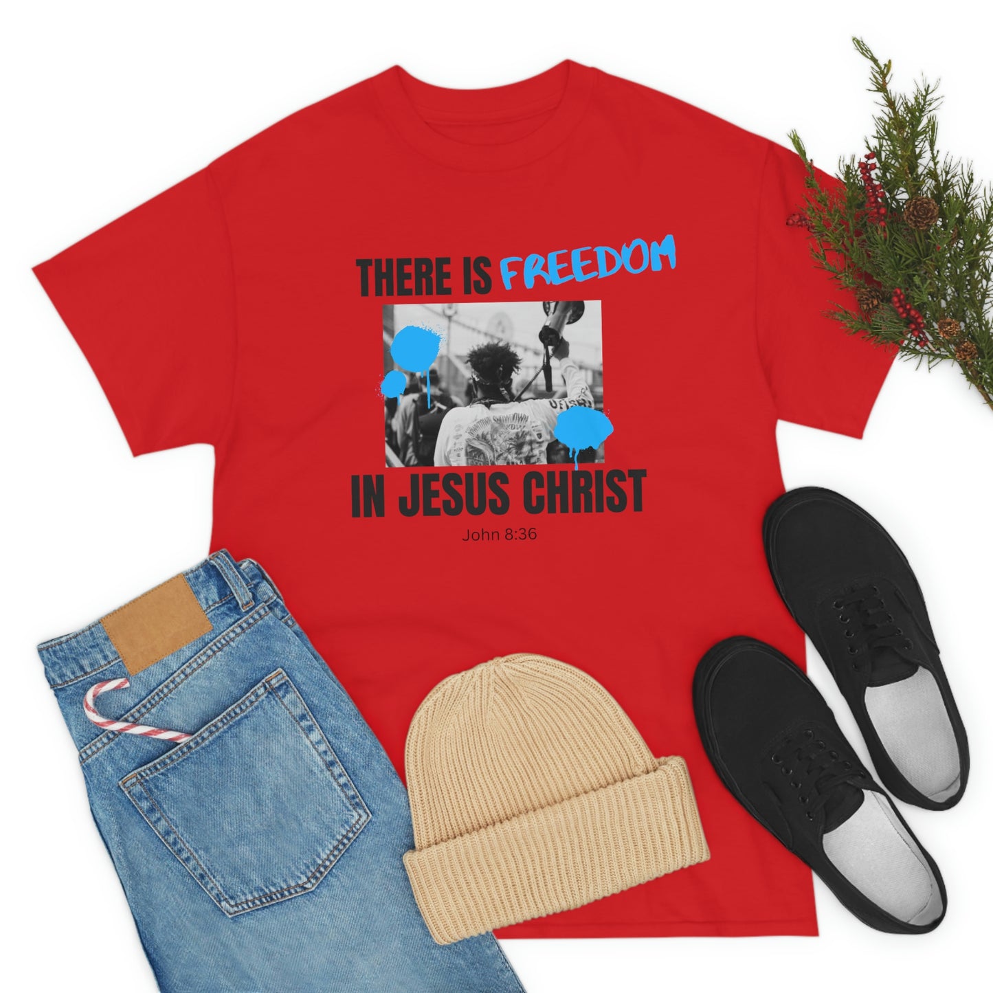 There Is Freedom In Jesus Christ Adult Unisex Tee -Unisex Heavy Cotton Tee