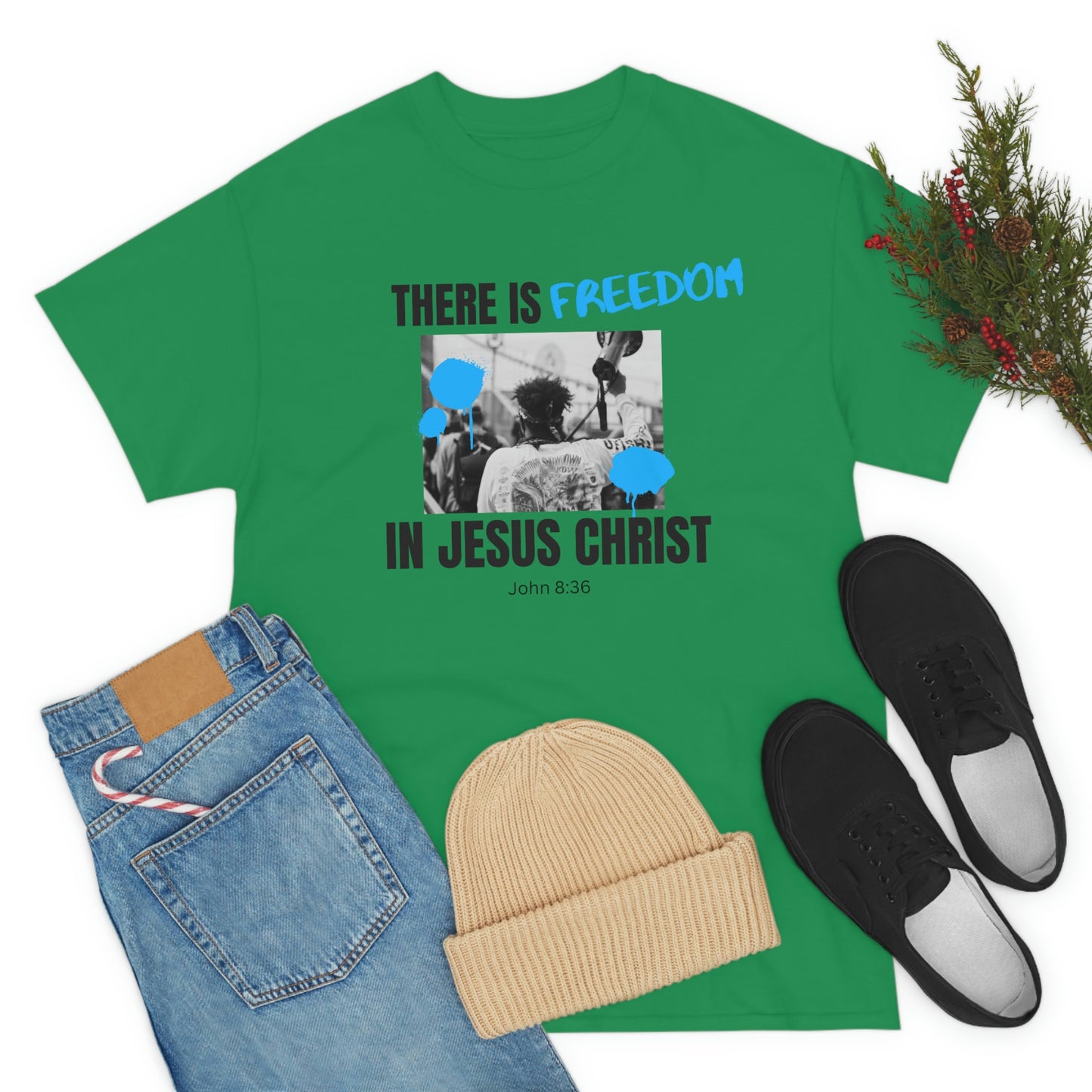 There Is Freedom In Jesus Christ Adult Unisex Tee -Unisex Heavy Cotton Tee