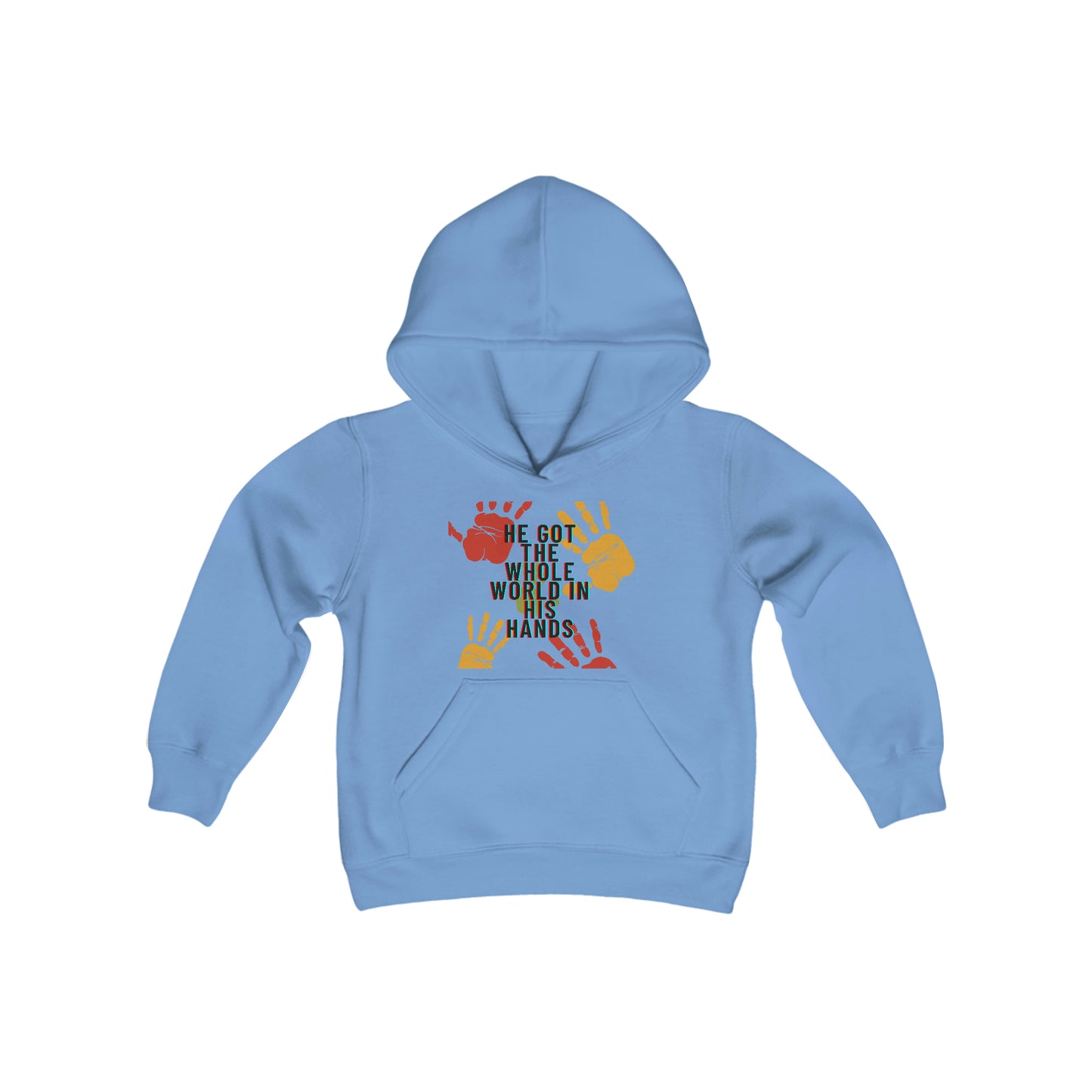 He Got The Whole World In His Hands Youth Hoodie -Youth Heavy Blend Hooded Sweatshirt