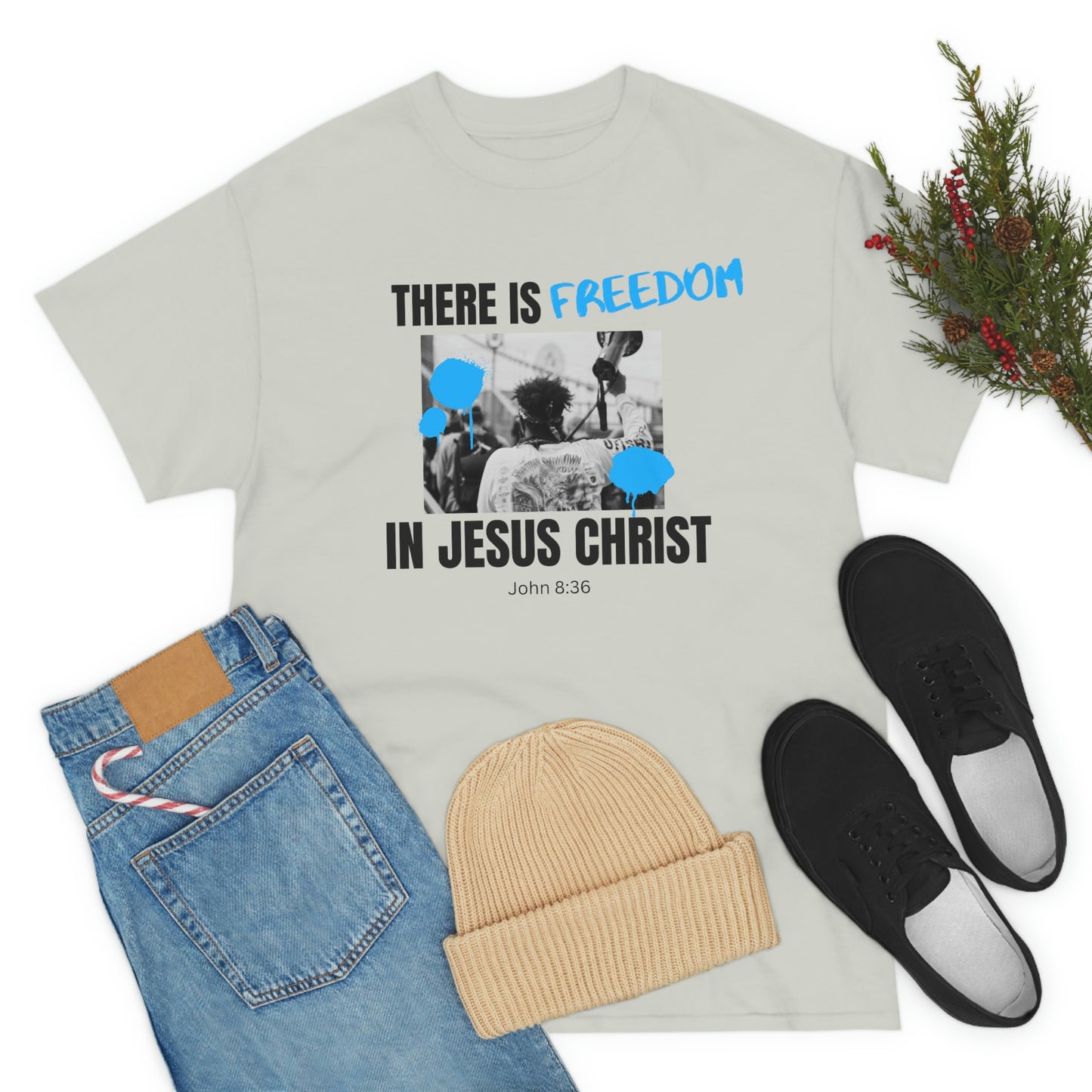There Is Freedom In Jesus Christ Adult Unisex Tee -Unisex Heavy Cotton Tee