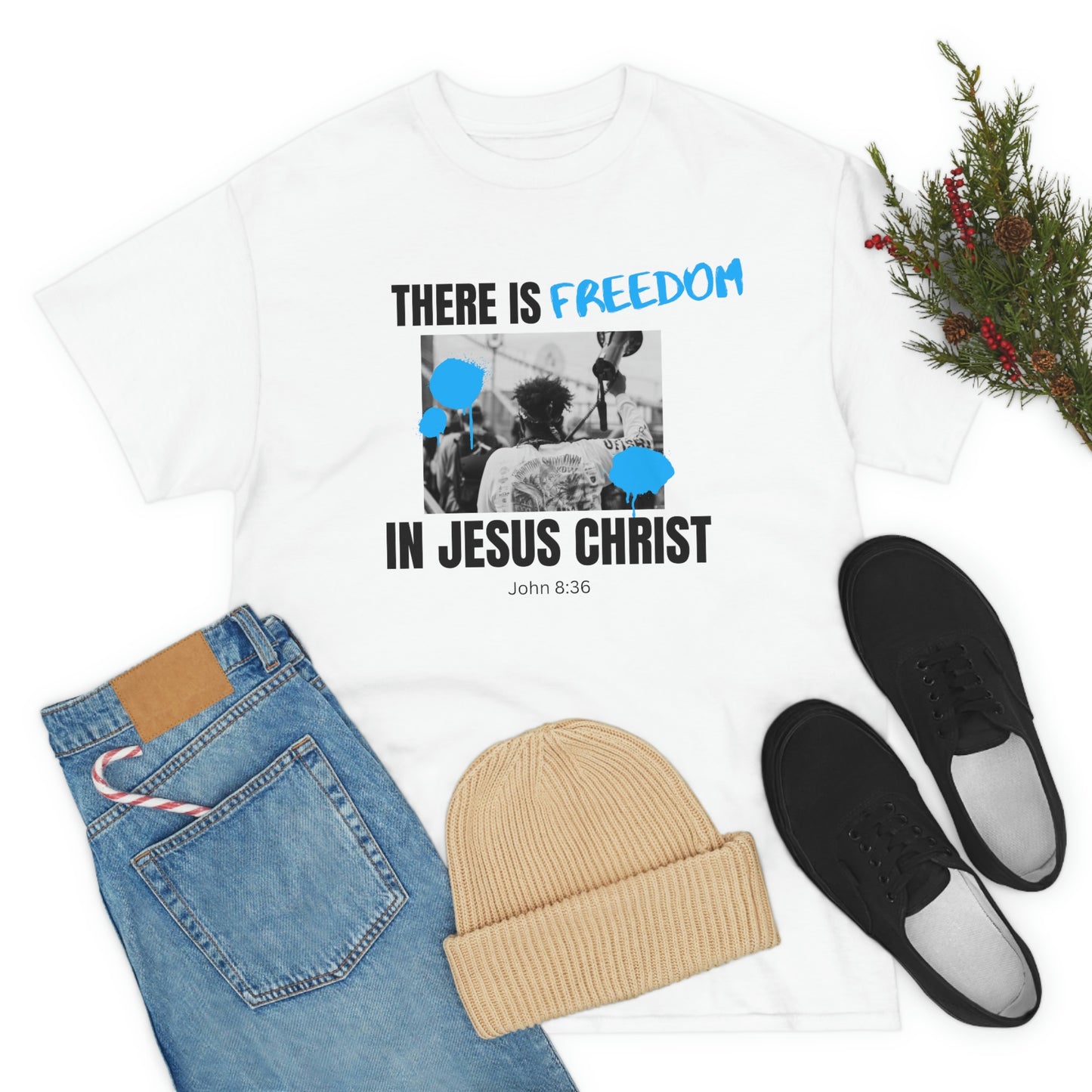 There Is Freedom In Jesus Christ Adult Unisex Tee -Unisex Heavy Cotton Tee