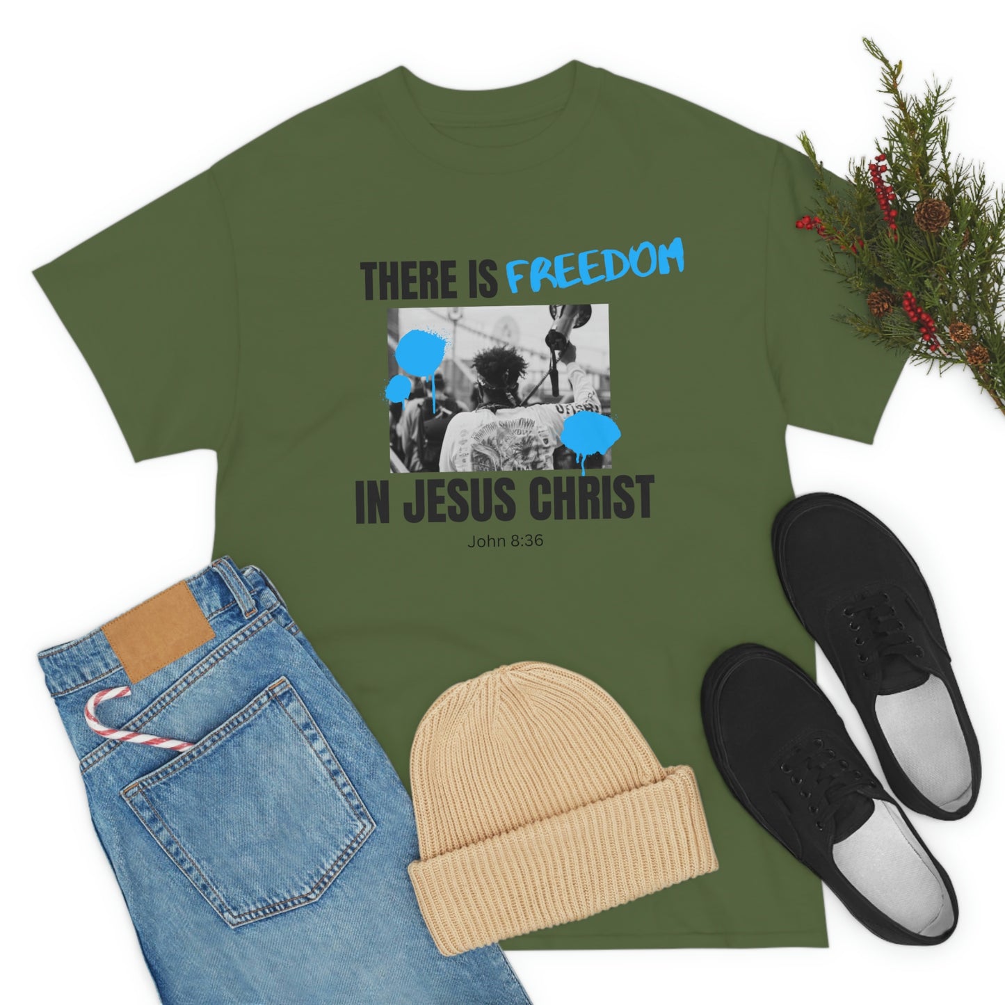 There Is Freedom In Jesus Christ Adult Unisex Tee -Unisex Heavy Cotton Tee