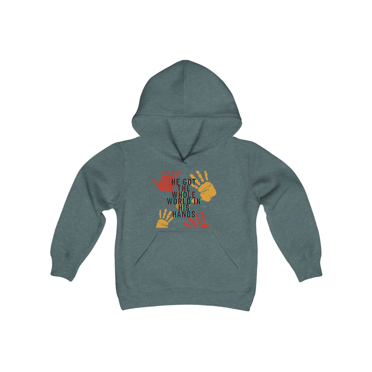 He Got The Whole World In His Hands Youth Hoodie -Youth Heavy Blend Hooded Sweatshirt