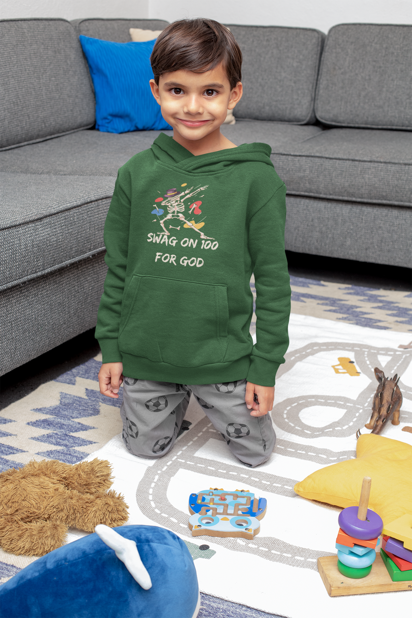 Swag on 100 For God Youth Unisex Hoodie -Youth Heavy Blend Hooded Sweatshirt